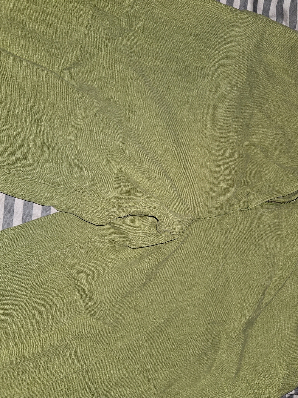 Topshop Olive Green Wide Leg Linen Pants